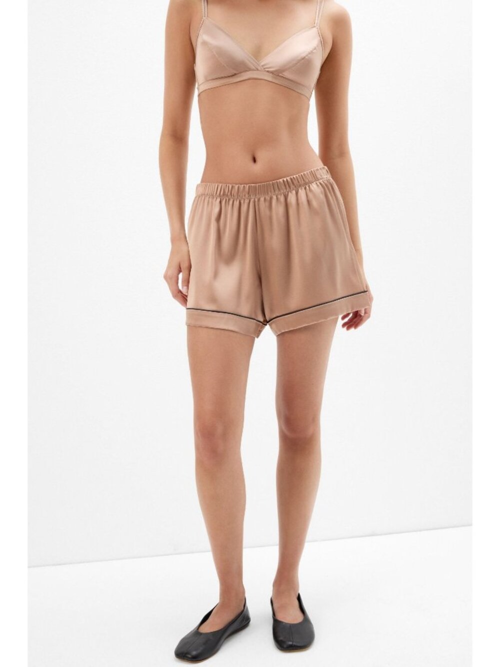INTIMISSIMI Piped Silk Shorts Sz M Natural Satin Pink